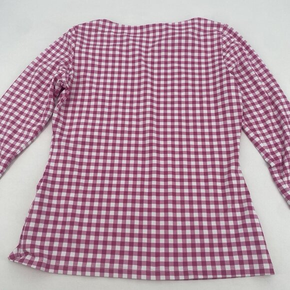 J. McLaughlin Size Small Wavesong Tee Catalina Cloth Pink White Checkered Barbie - Picture 9 of 9